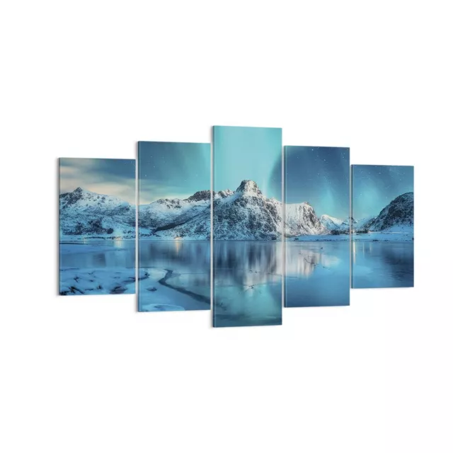 Wandbilder 160x85cm 5 tlg Leinwandbild Morgend�mmerung Polar Berge XXL Bilder