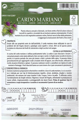 BUSTA SEMENT Cardo CARDO MARIANO AROMATICHE E OFFICINALI-FLORAL 