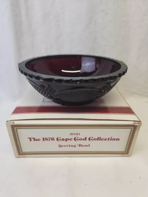 Avon Cape Cod Ruby Red 9" Serving Bowl Scalloped Rim 1876 New In Box