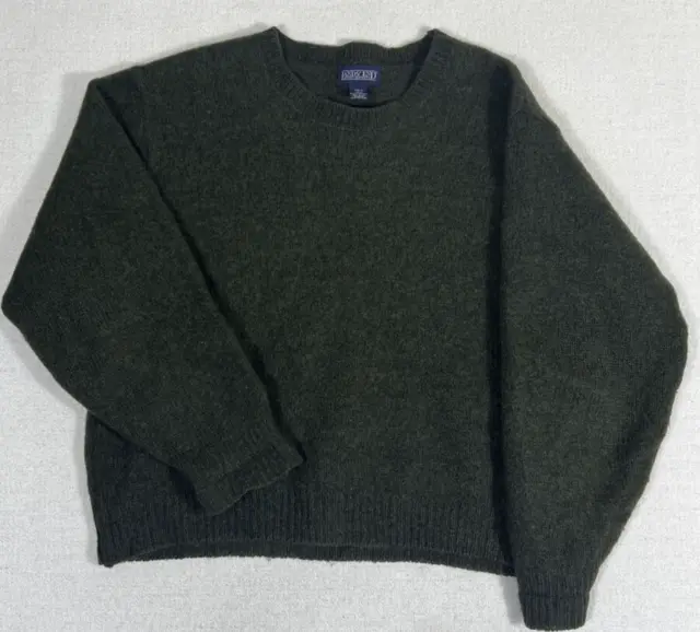 Vintage Land's End Wool Blend Sweater Mens Large Green Made In USA