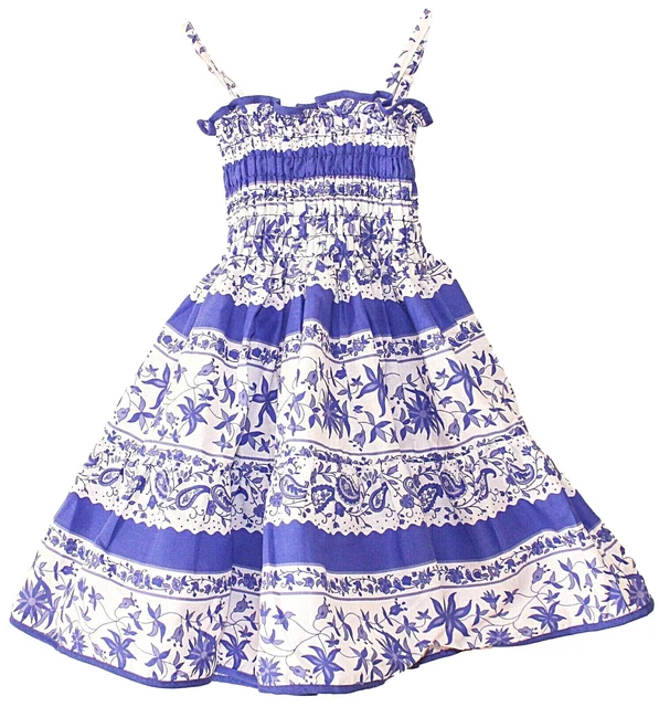 Vestito Abito Prendisole Bambina  Estate Stampa Fiori Taglie 4/14 Anni