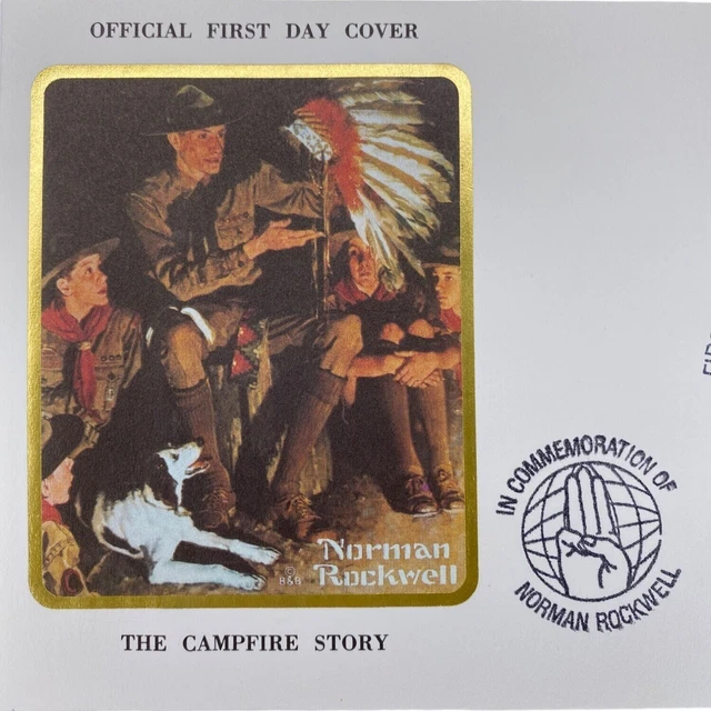 NORMAN ROCKWELL THE Campfire Story Official First Day Cover 1979 7.50