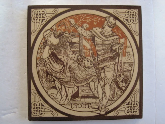 ANTIQUE MINTON - MOYR SMITH - TENNYSON'S IDYLLS OF THE KING TILE - ISOLT c1876