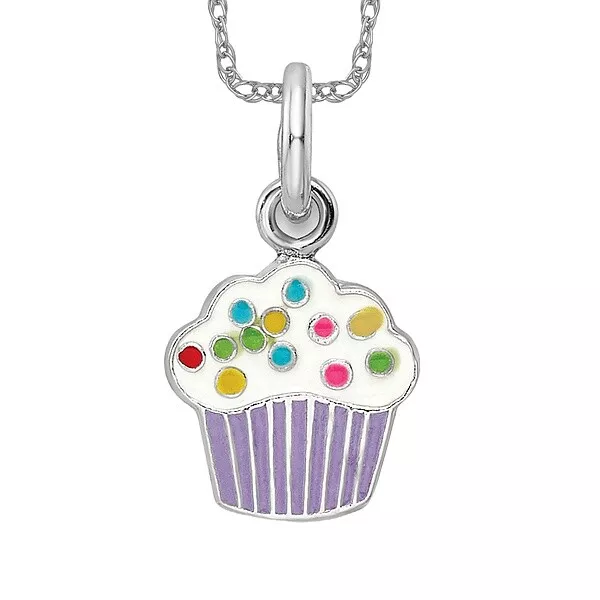 925 STERLING SILVER Multi Color Cupcake Necklace Charm Pendant $134.00 ...