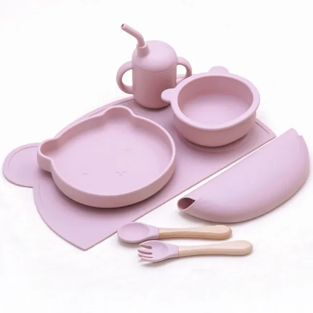 Dinnerware Set Feeding Suction Dishes Plates Food Grade Fork Spoon Straw Cup