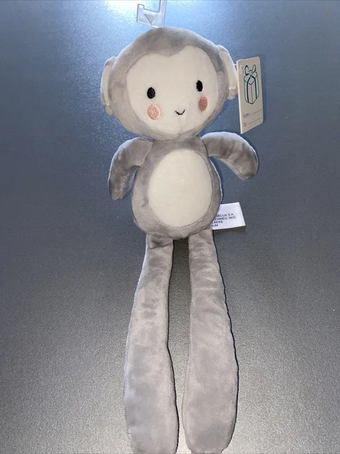 doudou peluche pantin singe gris blanc  simba toys kiabi 30 cm Neuf