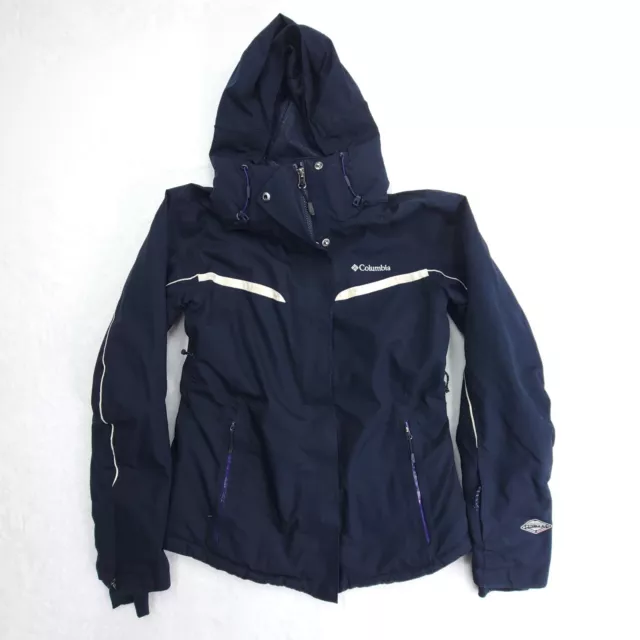 Columbia Jacket Womens Small Blue Omni Heat Removable Hood Omni Tech Waterproof