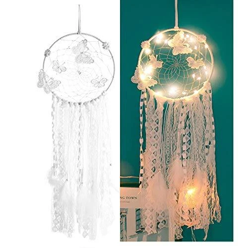 Dream Catcher, White Dream Catcher Feather Mobile Butterfly Decoration for...