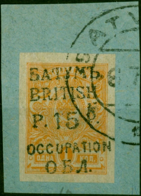 Batum 1919 15R on 1k Orange SG20 V.F.U on Piece