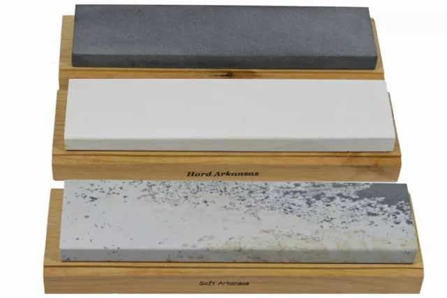 Arkansas Sharpening Stone Set - Wood Mounted 10"