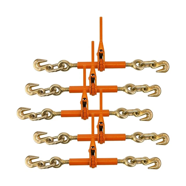 VULCAN Load Binder with 2 Grab Hooks - Ratchet Style - 5 Pack - 2,600 Pound S...