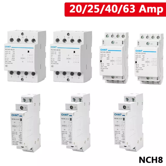 Modular Contactor Miniature AC Contactor Normal Open/Closed 20A 25A 40A 63A NCH8
