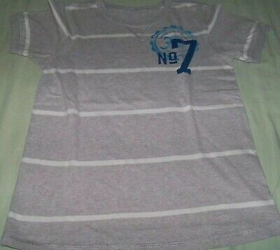Bambini-shirt, smanicato, grigio/bianco a strisce, taglia 152