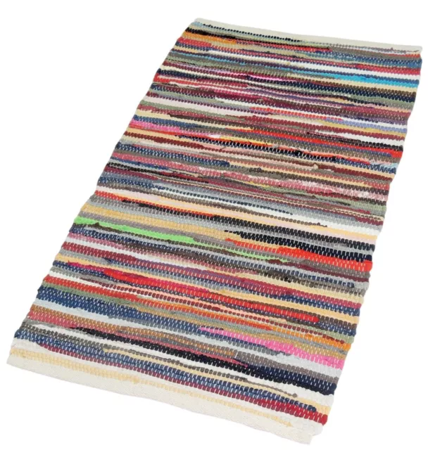 Small- X Large Chindi Rug Handmade Woven Effect Floor Mat Recycled Cotton Runner