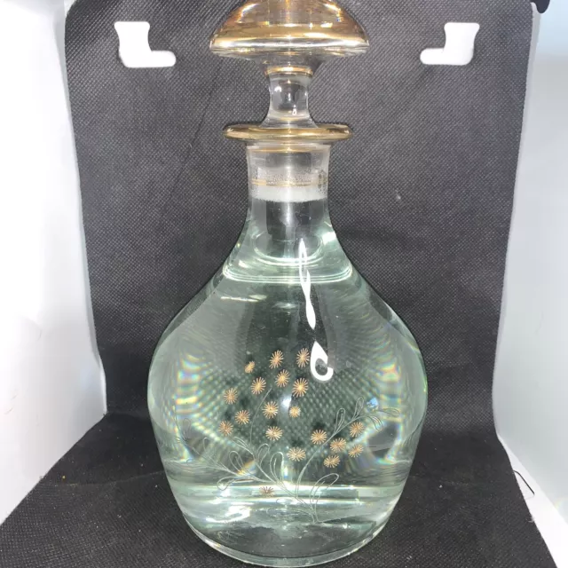 VINTAGE Glass Decanter With Stopper Wine Bottle Delicate Etched Decoration