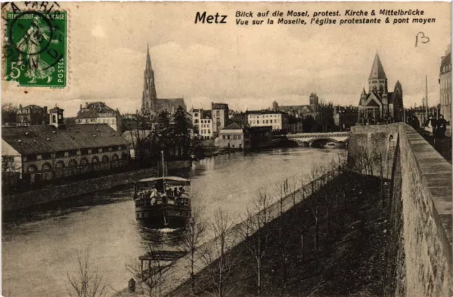 CPA AK METZ Blick auf die Mosel protest Kirche & Mittelbrucke Vue.. (650917)