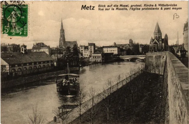 CPA AK METZ view of the Moselle protest church & central bridge vue.. (650917)