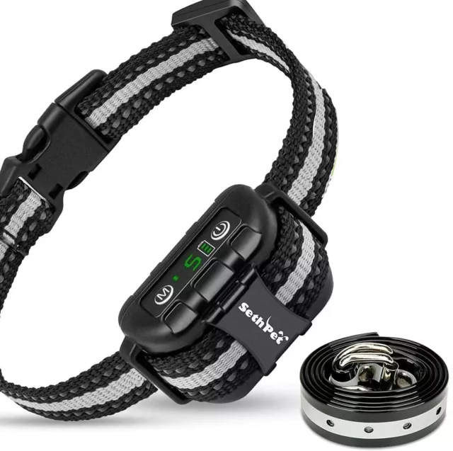 Seth Pet - Smart ANTI BARK Dog Collar - Rechargeable Beep Vibrate Shock Training