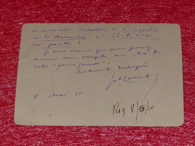 Billete Firmado Signo Jules Lemaitre (Escritor) 1910 2pp. Action Francesa