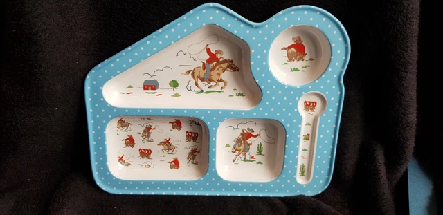 Bandeja de plato de melamina Cath Kidston para vaqueros y caballos niños