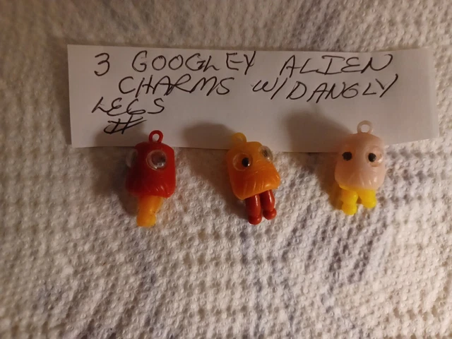 Vintage Gumball/Vending Googly Eyed Alien Charms With Dangly Legs Lot Of 3