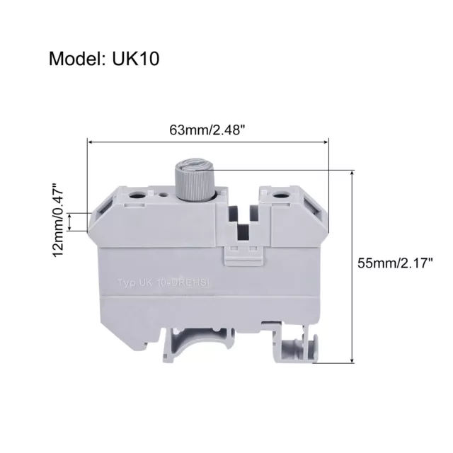 DIN Rail Mount Fuse Holder Terminal Blocks Screw Type Grey UK10 Pack of 5 2