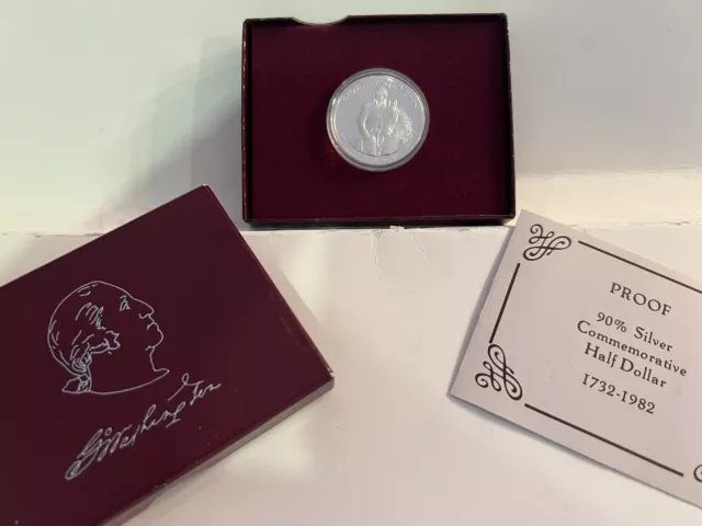 1982S SILVER PROOF HALF DOLLAR. THE 250th YEAR OF THE BIRTH OF GEORGE WASHINGTON