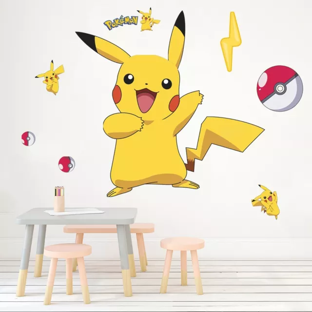 ADESIVI DA PARETE Pokemon Pikachu soggiorno decorazione casa arte