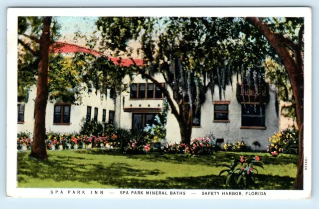 SAFETY HARBOR, Florida FL ~ Mineral Baths SPA PARK INN Roadside c1930s  Postcard