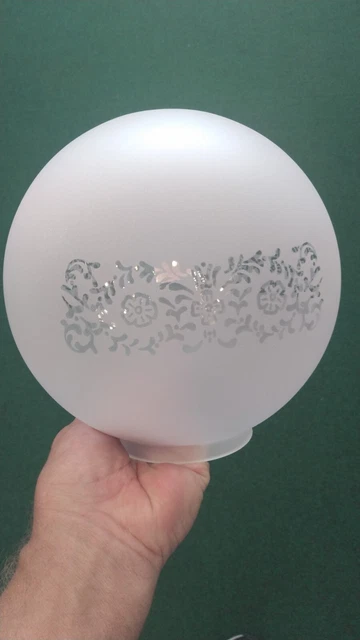 Vintage Round 6" Frosted Glass Globe Light Lamp Glass Shade with Etched Floral