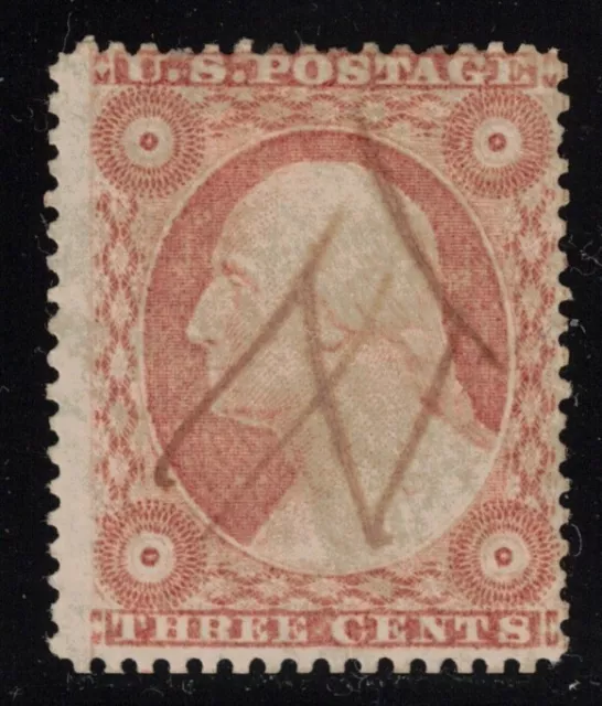 US Stamp Scott # 26 Dull Red 3cent Washington Type III- Used