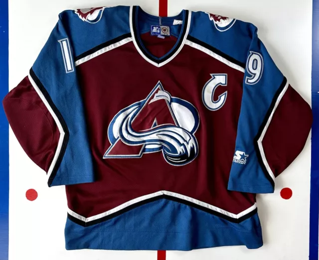 Vintage 90s Starter Colorado Avalanche NHL Hockey Joe Sakic jersey