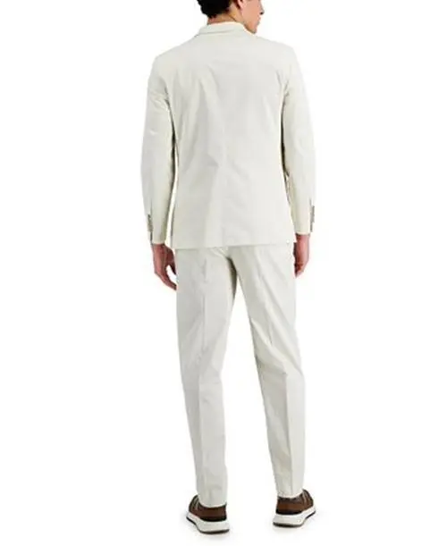 Nautica Men's Modern-Fit White / Cream Cotton Suit 40R / 34 x 32