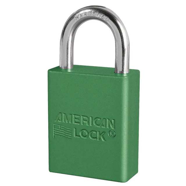 AMERICAN LOCK A1105KAS12GRN Lockout Padlock,KA,Green,1-7/8"H,PK12