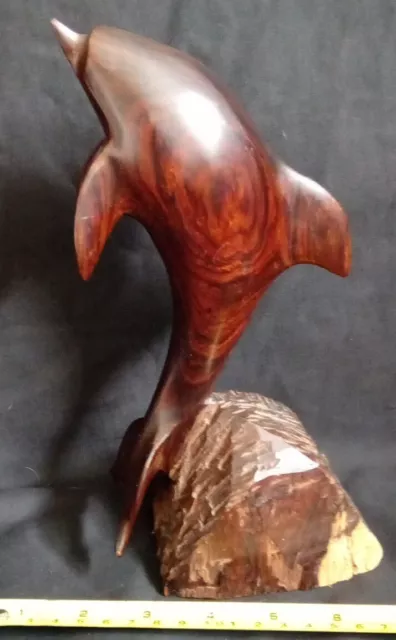 Vintage Hand Carved  Ironwood Dolphin Sculpture