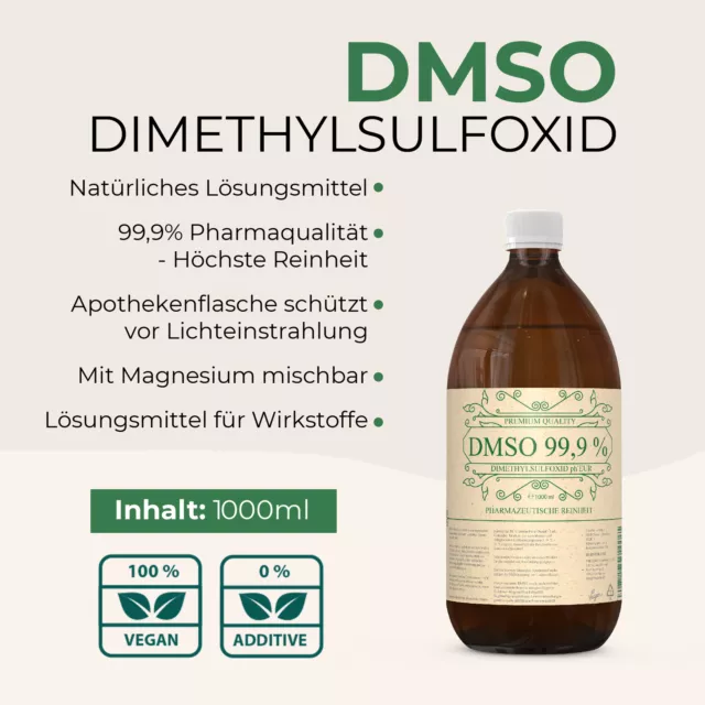 DMSO 1000ml - 99,9% pharmazeutische Reinheit – Dimethylsulfoxid Braunglasflasche 2