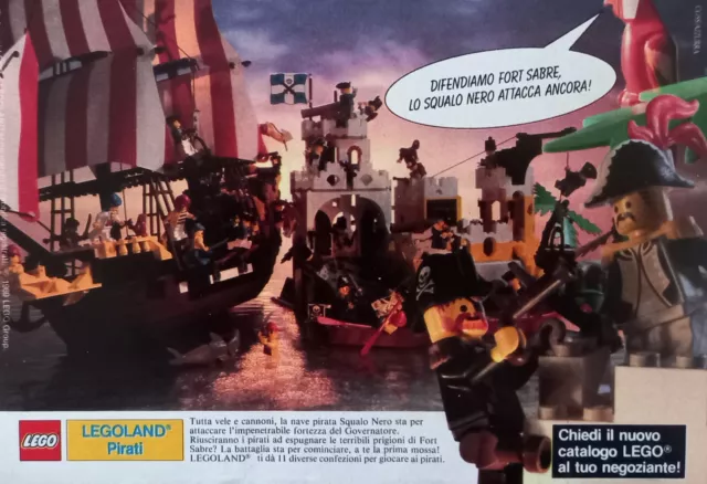 Pubblicità Advertising Italian Clipping 1989 LEGO LEGOLAND PIRATI Fort Sabre