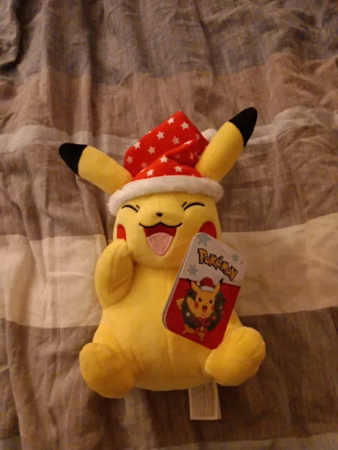 Pikachu Plush 9 Inches With Santa Hat Holiday Christmas With Tags Pokemon