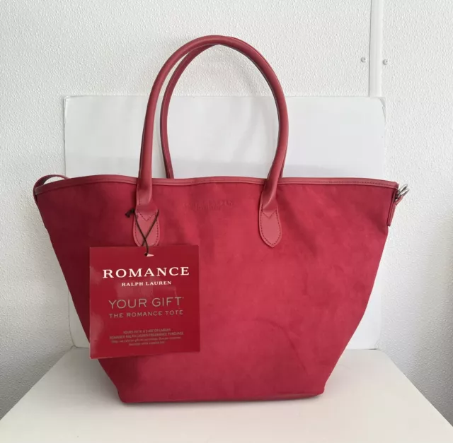 Ralph Lauren Fragrance Large Tote Bag Purse In Magenta Burgandy Red New Promo