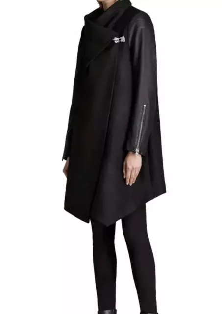 ALL SAINTS MILLA Lea Black Monument Coat Hyde Leather Sleeves 10 BNWT 398 299.00 PicClick UK