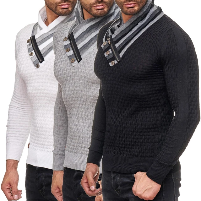 Pull Col Montant Red Bridge - 50% Coton 50% Acrylique | Coupe Moulante Homme