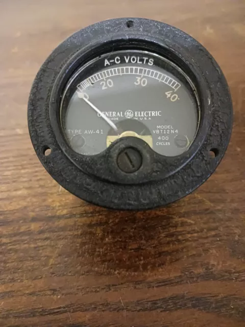 Vtg General Electric Ac Voltmeter Type Aw-41 Model Vb12N4 400 Cycles 0-40V