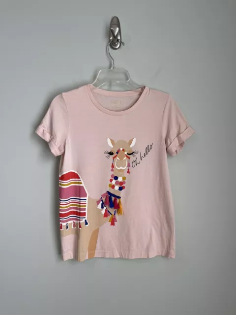 Kate Spade Broome Street Pink Embellished Oh Hello Camel Top Short Sleeve XS