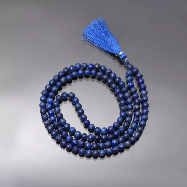Natural Lapis Lazuli Smooth Round Beaded Japa mala, 6.5 mm Lapis Lazuli Jewelry