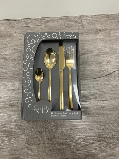 16 tlg  Besteckset 4 Personen Edelstahl gold farbig Tafelbesteck