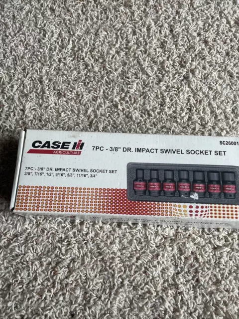 Case IH Tools 7 Piece SAE 3/8” Drive 6 Point Impact Swivel Socket Set 3/8”- 3/4”