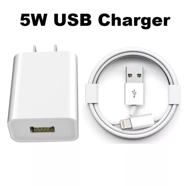 5W USB Power Adapter AC Home Wall Charger Cable USB Cord For iPhone 5 6 7 8 X XR
