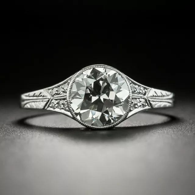 2.63 Carat Old European Cut Lab-Created Diamond Victorian Elongated Vintage Ring