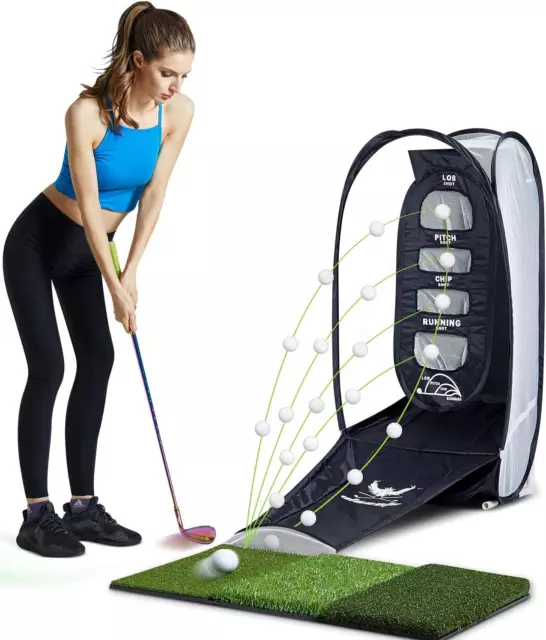 Golf Practice Hitting Net Indoor Backyard Home Chipping 2 Target and Ball Swing