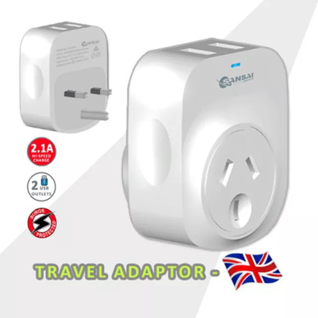 2X Sansai Travel Adaptor 2 X USB - UK 2